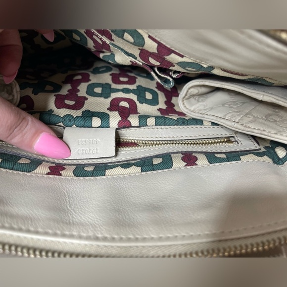 Auth GUCCI GG Crystal Hysteria Crest Hand Bag Coated Canvas Leather Cream - Picture 8 of 11